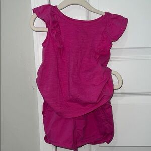 Magenta Pink Ruffled Kids Matching Outfit Set